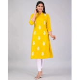 MAUKA Rayon Embroidered Straight Womens Kurti - Yellow ( Pack of 1 ) - None