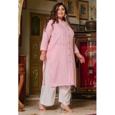 PrettyPlus by Desinoor.com Linen Solid Front Slit Womens Kurti - Pink ( Pack of 1 ) - None