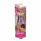 Barbie Doll with Blonde Hair: Lavender Metallic Mini Dress & Trendy Accessories - Perfect Kids' Toy Gift!