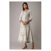 MAUKA - Light Grey Cotton Womens A-line Kurti ( Pack of 1 ) - L