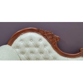 Lush Teak Wood Handcrafted Deewan Chaise Lounge-Brown