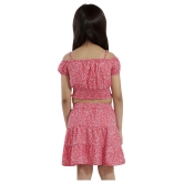 Kids Cave two piece dress for girls fabric- printed summercool (Color_orange peach, Size_3 Years to 12 Years) - None