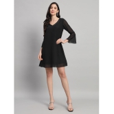 Curvydrobe Georgette Solid Mini Womens A-line Dress - Black ( Pack of 1 ) - None