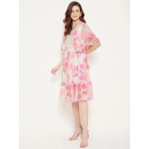 Floral Print Square Neck Puff Sleeve Georgette Fit & Flare Dress