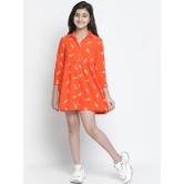 Oxolloxo Orange Floral Satin Shirt Dress