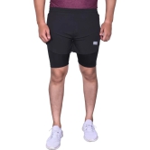 Solid Men Black Sports Shorts