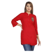 JC4U - Red Rayon Womens Straight Kurti ( Pack of 1 ) - M