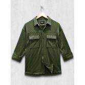 Stripe Textured Olive Full Sleeve Shirt-XL / Olive