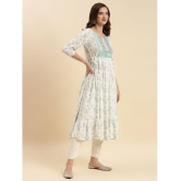 Rangita Women Off White Rayon Embroidered Calf Length Flared Kurti - None