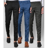 MANCREW - Dark Green Polycotton Slim - Fit Men's Formal Pants ( Pack of 3 ) - None