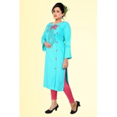 haya fashion - Turquoise Rayon Women's Straight Kurti ( Pack of 1 ) - None