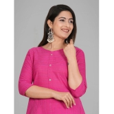 Parastri Cotton Embroidered Front Slit Womens Kurti - Pink ( Pack of 1 ) - None