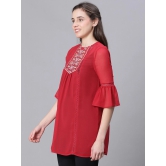 Oxolloxo Bell Sleeve Embroidered Detail Longline Top