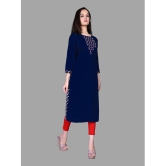 haya fashion - Navy Rayon Women's Straight Kurti ( Pack of 1 ) - None