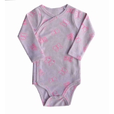 Pink Butterfly Printed Long Sleeves Baby Body/Onesie (100% Cotton Interlock Biowash)