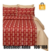 Bedsheet Adda-Super Mega King Size  King Size(108*108 in)-Pure Cotton Sanganeri Printed Jaipuri  Double Bedsheet With 2 Matching Pillow Covers-RJ-14-03-(108*108)-HT8305