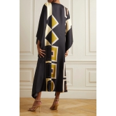 Royal Black & Beige Kaftan Dress