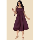 Glomee Crepe Solid Midi Womens Fit & Flare Dress - Mauve ( Pack of 1 ) - None