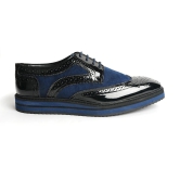 Monkstory  Dual Colour Brogues - Glossy Black & Blue-UK 9 EU 43