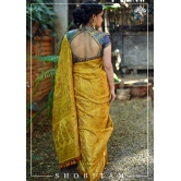 Exquisite Tanchoi Floral Banarasi Saree in Pure Silk Satin in Pale Mustard | SILK MARK CERTIFIED