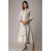 MAUKA - Silver Cotton Womens A-line Kurti ( Pack of 1 ) - None