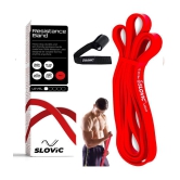 SLOVIC Fitness Resistance Band - 42-inch Loop with Door Anchors | Pull up Training Bands for Calisthenics | with Workout Guide (Red Band) - Red