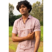 Men Maroon Hemp Casual Half Sleeve Shirt