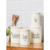 Tea & Sugar Jar (Each 900 Ml) +  Biscuits & Namkeen Jar (Each 1700 Ml) - White, Set Of 4