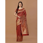 LEELAVATI Banarasi Silk Embellished Saree With Blouse Piece - Red ( Pack of 1 ) - Red