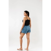 Cadet Blue Women Shorts-XXL