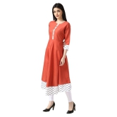 Estela - Orange Cotton Women's Flared Kurti ( Pack of 1 ) - 4XL