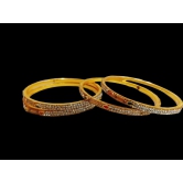 Gold Plated White Stone Studded Bangle Set of 4