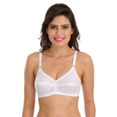 Black C-1212 Women Cotton Chiken Fabric Cotton Full coverage Bra-34 / B / White