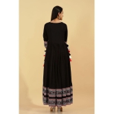 KIPEK - Black Rayon Womens Anarkali Kurti ( Pack of 1 ) - None