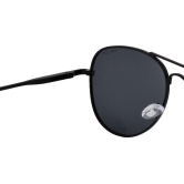 Stylish Pilot Full-Frame Metal Polarized Sunglasses for Men and Women | Black Lens and Black Frame | HRS-KC1013-BK-BK-P