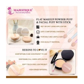 Majestique 2Pcs Flat Powder Puff with Grip, Makeup Sponge with Stick (Multicolor)