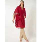 Pannkh - Red Georgette Womens Kaftan Kurti ( Pack of 1 ) - None