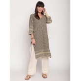 Queenley - Beige Cotton Women's Straight Kurti ( Pack of 1 ) - 3XL