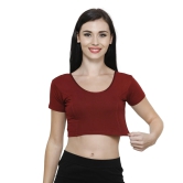 Vami Women's Cotton Stretchable Readymade Blouses - Maroon S