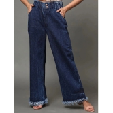 AngelFab - Navy Blue Denim Wide Leg Womens Jeans ( Pack of 1 ) - None