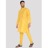 Maharaja - Yellow Silk Regular Fit Mens Kurta Pyjama Set ( Pack of 1 ) - None