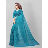 Apnisha - Turquoise Net Saree With Blouse Piece ( Pack of 1 ) - Turquoise