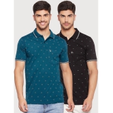 UNIBERRY - Teal Blue Cotton Blend Regular Fit Mens Polo T Shirt ( Pack of 2 ) - None