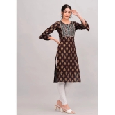 MAUKA Rayon Printed Straight Womens Kurti - Brown ( Pack of 1 ) - None