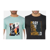 CHOZI Cotton Blend Regular Fit Printed Half Sleeves Mens T-Shirt - Multicolor ( Pack of 2 ) - None