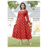 Doriya - Red Rayon Womens Flared Kurti - XXL