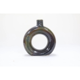 Khurja Pottery Flower Vase Ring Shape Plain Green Colour Size 8 Inches