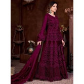 A TO Z CART Wine Flared Net Womens Semi Stitched Ethnic Gown ( Pack of 1 ) - None