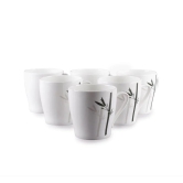 Clay Craft Ceramic Master Floral Printed 180 ML Coffee & Tea Mugs | White | Set of 6 Pcs