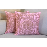 Decorative Rose Pattern Golden Beads Hand Embroidered Luxurious Cushion Cover Size 16x16